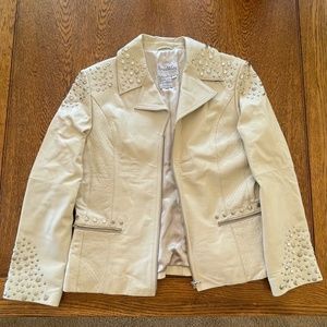 Pamela McCoy White Leather Jacket with studs